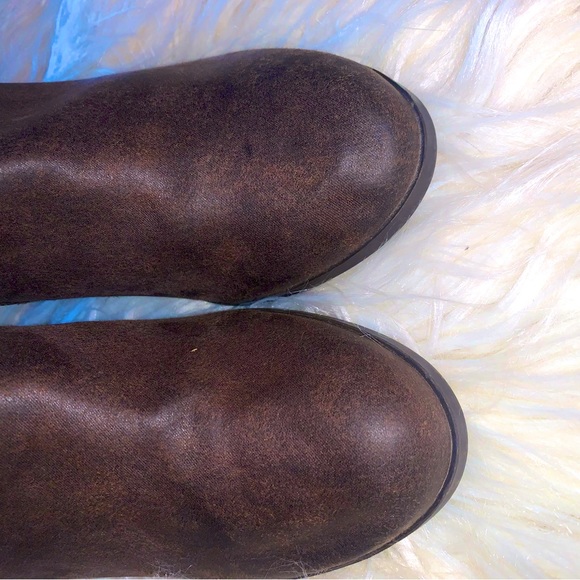 Zipper up Brown suede ankle booties Sz8 heel 3.5” - Picture 5 of 11